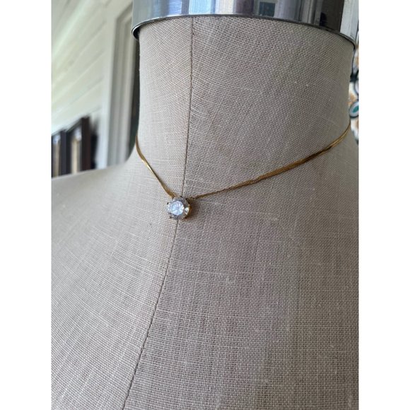 Vintage 14K Gold Serpentine Chain With 3 Carat Clear Tourmaline 4 grams - Picture 7 of 16